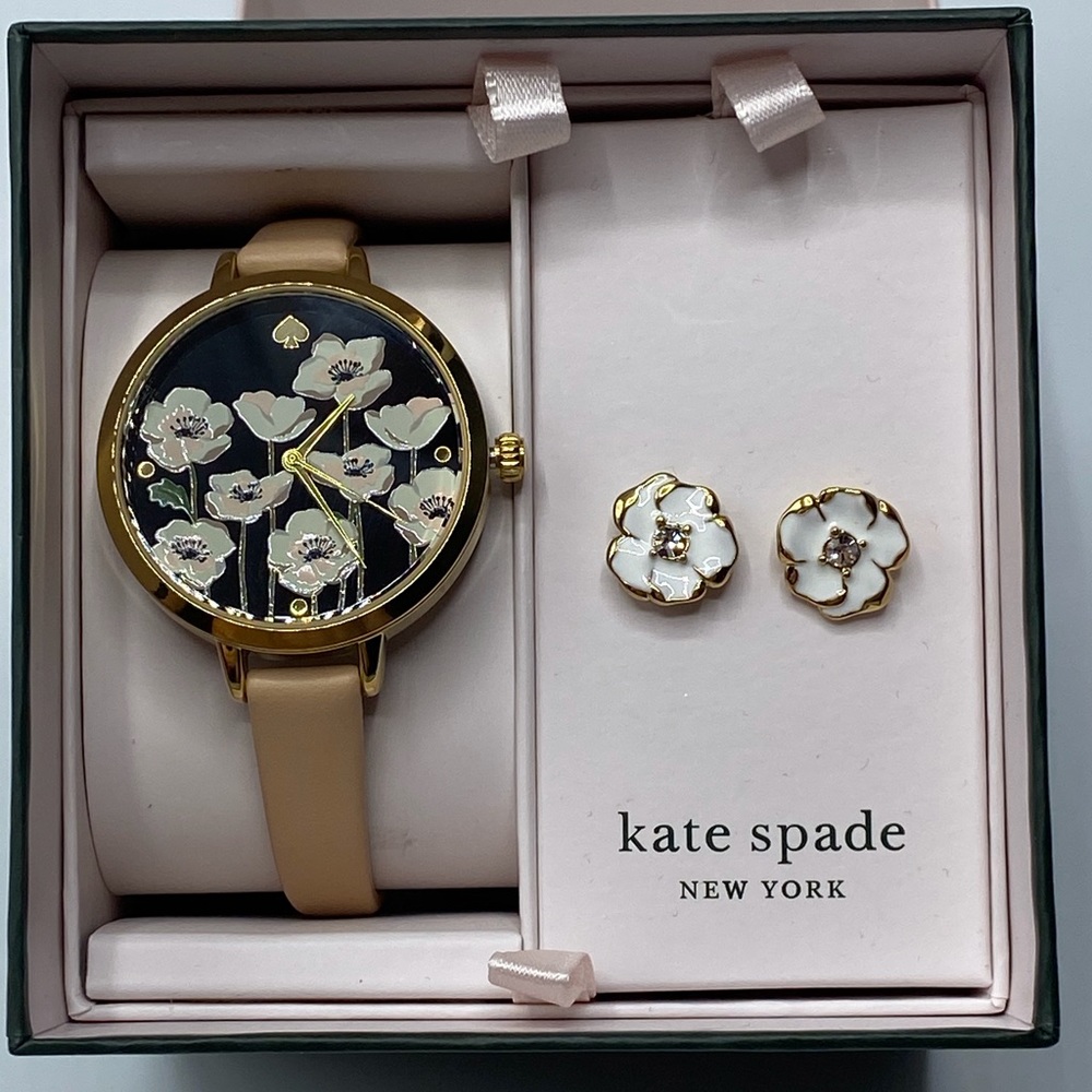 KATE SPADE HOLLAND FLOWER DIAL WATCH/EARRING SET